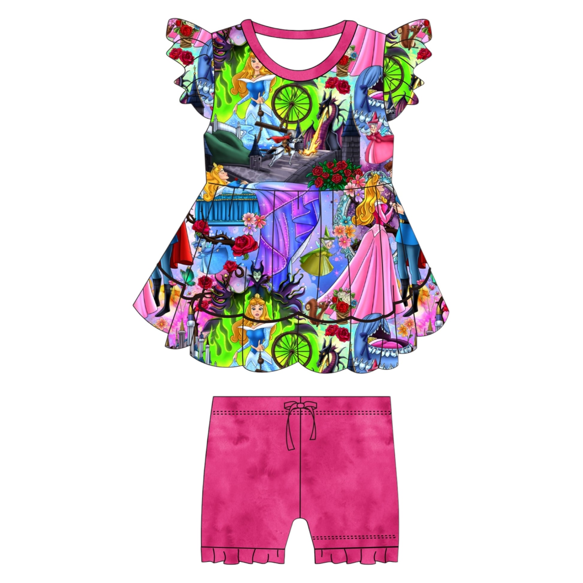Sleeping Beauty Ruffle Sleeve Peplum Set